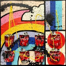 Pintura Coke in Paradise por Costa Sophie | Pintura Pop-art Acrylic, Gluing, Upcycling