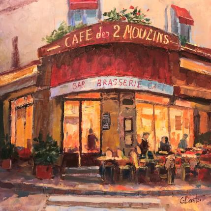 Peinture Café Les 2 Moulins par Dontu Grigore | Tableau Figuratif Huile Urbain