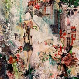 Peinture Summer time par Bergeron Marie-Josée | Tableau Abstrait Acrylique, Collage, Papier, Pastel, Posca