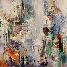 Peinture Childhood memories par Bergeron Marie-Josée | Tableau Abstrait Acrylique, Collage, Papier, Pastel