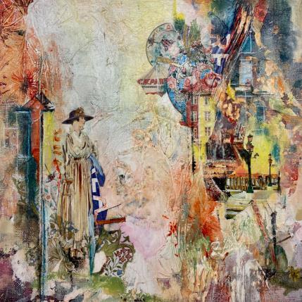 Painting Flashback dreams by Bergeron Marie-Josée | Painting Abstract Acrylic, Gluing, Paper, Pastel