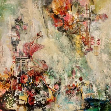 Painting Be here today with me by Bergeron Marie-Josée | Painting Abstract Acrylic, Gluing, Paper