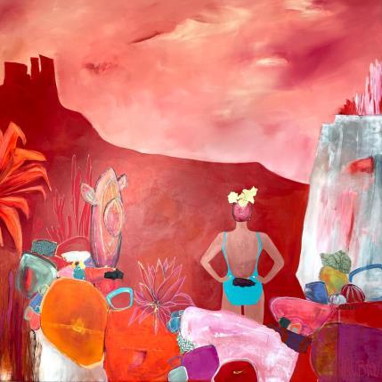 Painting Le réveil de Clara by Lau Blou | Painting Abstract Acrylic, Gluing, Gold leaf, Paper, Pastel Landscapes