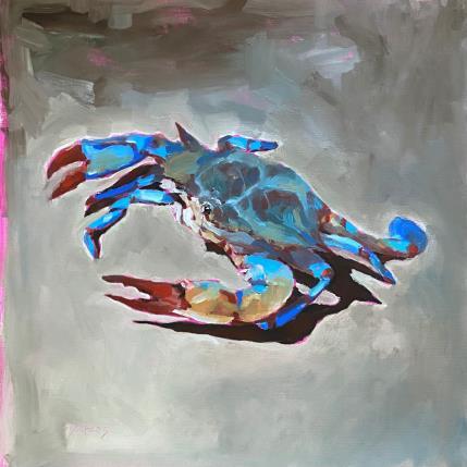 Painting le crabe bleu by Morales Géraldine | Painting Figurative Oil Animals