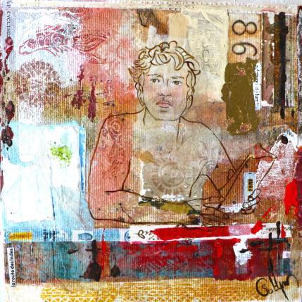 Peinture F2 CONTRE COURANT 10029-1558-20240214-6 par Sablyne | Tableau Figuratif Acrylique, Bois, Carton, Collage, Encre, Feuille d'or, Papier, Pastel, Pigments, Upcycling Scènes de vie