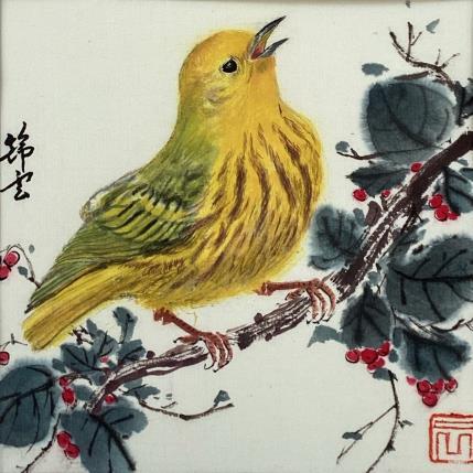 Painting Serin des Canaries by Tayun | Painting Figurative Ink, Watercolor Animals