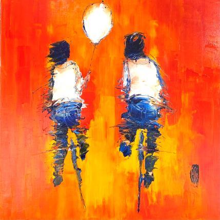 Peinture Ballon blanc par Raffin Christian | Tableau Figuratif Huile Scènes de vie