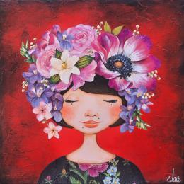 Painting Josepha by Blais Delphine | Painting Raw art Acrylic, Gluing Child, Portrait