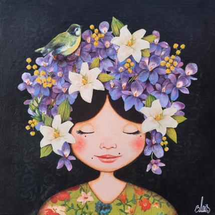 Peinture Hanna par Blais Delphine | Tableau Art Singulier Acrylique, Collage Enfant, Portraits