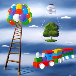 Painting Free space by Trevisan Carlo | Painting Surrealism Oil Landscapes, Nature