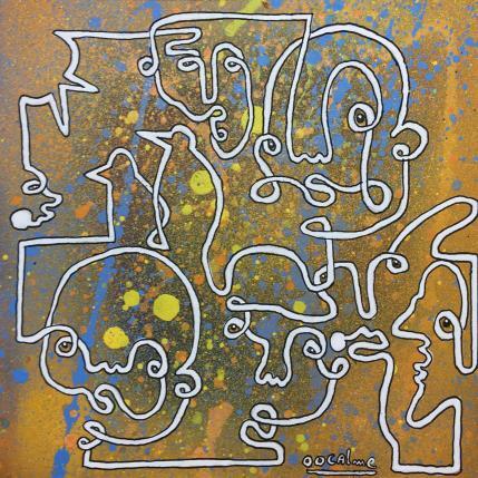 Peinture Orange Oneline par Oocalme | Tableau Art Singulier Graffiti Minimaliste