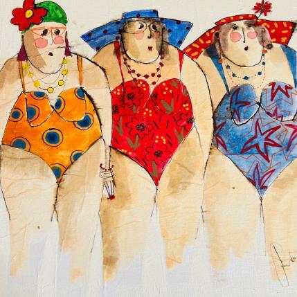 Peinture Suzette Marie Laura par Colombo Cécile | Tableau Art naïf Acrylique, Aquarelle, Collage, Encre, Pastel Portraits