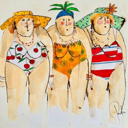 Peinture Suzon Léonie Stéphanie par Colombo Cécile | Tableau Art naïf Acrylique, Aquarelle, Collage, Encre, Pastel Portraits