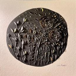 Peinture Field at Night par Caitrin Alexandre | Tableau Figuratif Encre Nature, Paysages