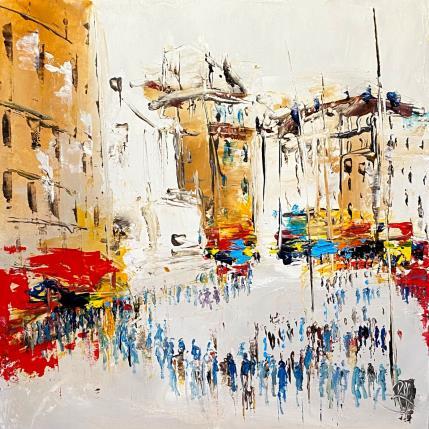 Painting Foule d'un jour by Raffin Christian | Painting Figurative Oil Urban