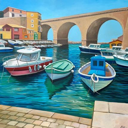 Peinture  Le Vallon des Auffes  par Alice Roy | Tableau Figuratif Acrylique Architecture, Marine, Paysages