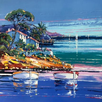 Peinture Crique à Cap d'Antibes par Corbière Liisa | Tableau Figuratif Huile Marine, Paysages
