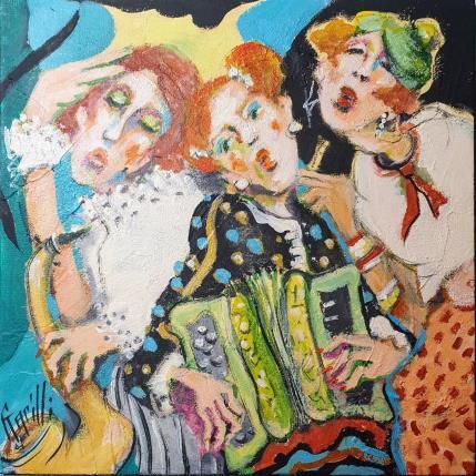 Peinture Amitiés musicales  par Garilli Nicole | Tableau Figuratif Acrylique Scènes de vie