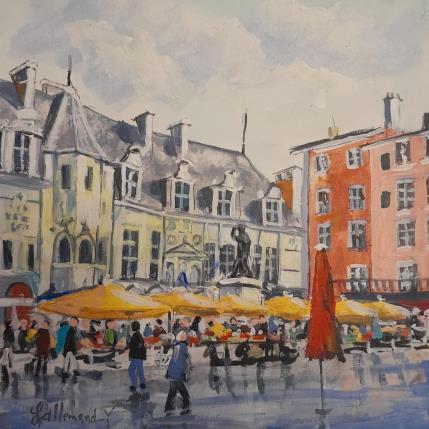 Peinture Marché Saint André par Lallemand Yves | Tableau Figuratif Acrylique Urbain