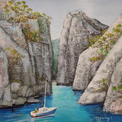 Peinture AQ 38 La petite calanque par Burgi Roger | Tableau Figuratif Acrylique Marine, Nature, Paysages