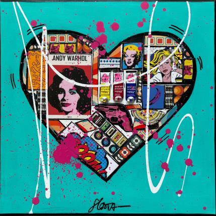 Painting Pop He(art) by Costa Sophie | Painting Pop-art Acrylic, Gluing, Upcycling Pop icons