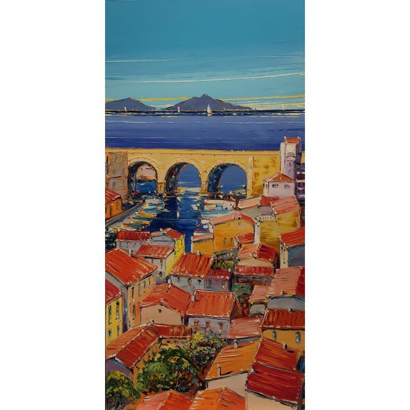 Gemälde Toits roses, Vallon des Auffes von Corbière Liisa | Gemälde Figurativ Öl Landschaften