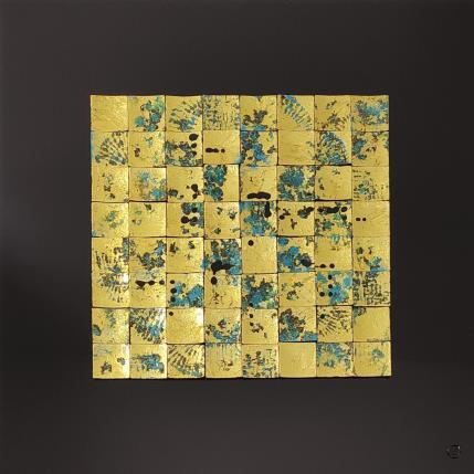 Peinture Blue Pearl par Bauquel Véronique | Tableau Abstrait Bois, Collage, Laque, Métal, Résine Minimaliste