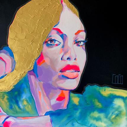 Painting 80x80 « Enflammoi » by Coco | Painting Figurative Acrylic Portrait