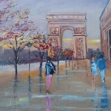 Peinture Promenade aux champs Élysées  par Degabriel Véronique | Tableau Figuratif Huile Paysages, Scènes de vie, Urbain