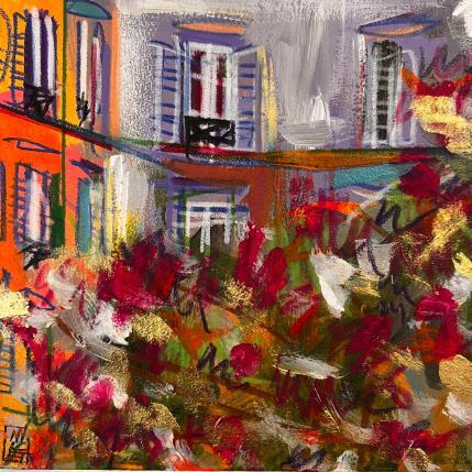 Painting Paris en fleurs by Anicet Olivier | Painting Figurative Acrylic, Pastel Architecture, Pop icons, Urban