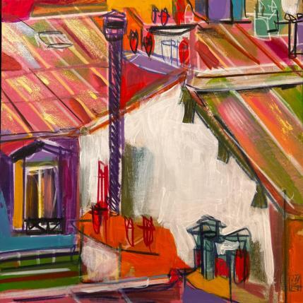 Peinture Une fenêtre vedette à gauche par Anicet Olivier | Tableau Figuratif Acrylique, Pastel Architecture, Urbain