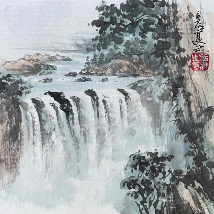 Peinture Waterfall 2 par Yu Huan Huan | Tableau Figuratif Encre Noir & blanc, Paysages