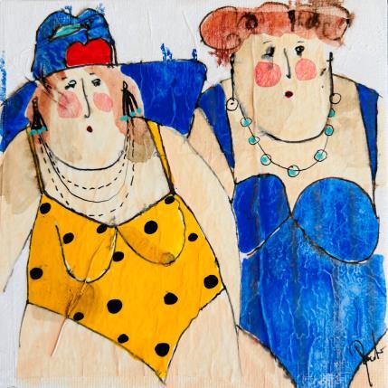 Peinture Géraldine Fabienne par Colombo Cécile | Tableau Figuratif Acrylique, Aquarelle, Collage, Encre, Pastel Portraits, Scènes de vie