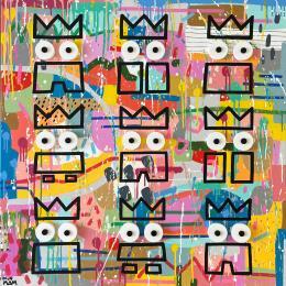 Peinture JOYEUSE TRIBU par Mam | Tableau Pop-art Acrylique, Collage, Graffiti Icones Pop, Portraits, Société