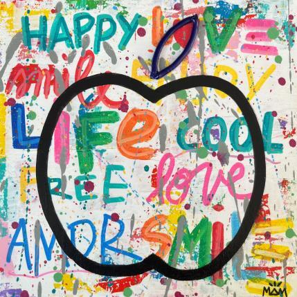 Peinture POMME D'HAPPY par Mam | Tableau Pop-art Acrylique Minimaliste, Nature, Société