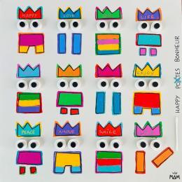 Painting HAPPY TRIBU by Mam | Painting Pop-art Acrylic Pop icons, Portrait, Urban