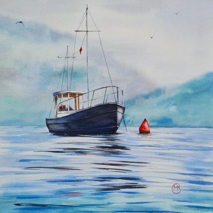 Peinture Pause avant la pêche par Kuprina Carle Maria | Tableau Figuratif Aquarelle