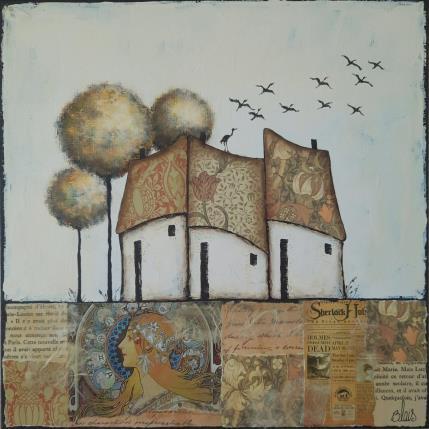 Peinture Le départ par Blais Delphine | Tableau Art Singulier Acrylique, Collage Paysages