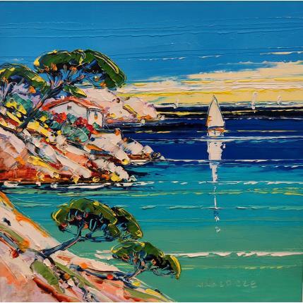Peinture Petite crique dans les calanques par Corbière Liisa | Tableau Figuratif Huile Marine, Paysages