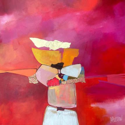 Peinture Puiser les forces dans la terre par Lau Blou | Tableau Abstrait Acrylique, Carton, Collage Paysages