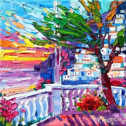 Peinture Vue sur terrasses par Georgieva Vanya | Tableau Figuratif Huile Paysages