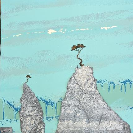 Peinture être dans la présence par Lemonnier  | Tableau Matiérisme Acrylique, Aquarelle, Zinc Paysages