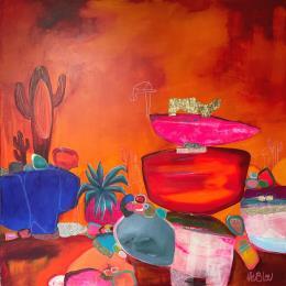 Painting Finding your balance by Lau Blou | Painting Abstract Acrylic, Cardboard, Gluing, Gold leaf Landscapes