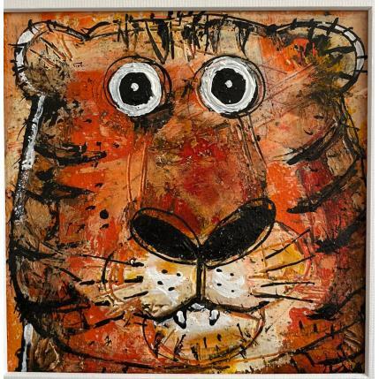 Peinture Tiger Portrait par Maury Hervé | Tableau Art Singulier Encre, Sable Animaux