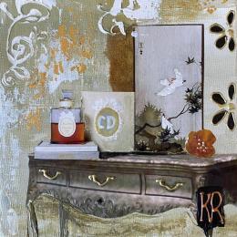 Painting Mon premier parfum  by Romanelli Karine | Painting Figurative Acrylic, Gluing Life style