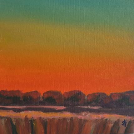 Peinture Orange Dusk par Herz Svenja | Tableau Abstrait Acrylique Paysages