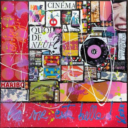 Gemälde La vie est belle! von Costa Sophie | Gemälde Pop-Art Acryl, Collage, Upcycling