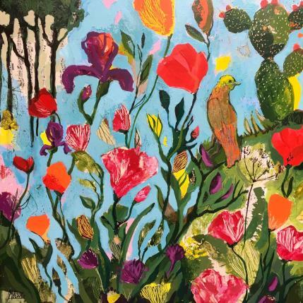 Peinture Symphonie de l’oiseau doré  par Bertre Flandrin Marie-Liesse | Tableau Figuratif Acrylique, Collage Animaux, Nature