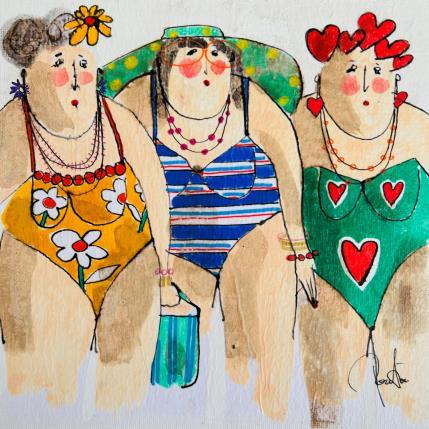 Pintura Géraldine Armelle Ninon por Colombo Cécile | Pintura Figurative Acrylic, Gluing, Ink, Pastel, Watercolor Pop icons, Portrait