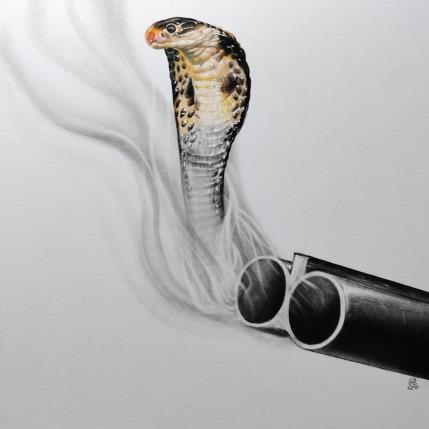 Peinture Cobra royal par K'Arts | Tableau Figuratif Fusain Animaux, Nature, Société